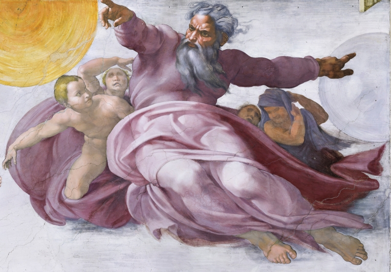 Creation of Sun, Moon, and Plants by artist Michelangelo Buonarotti